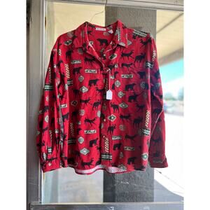 Vintage 1990’s David Brooks red moose flannel shirt size 10